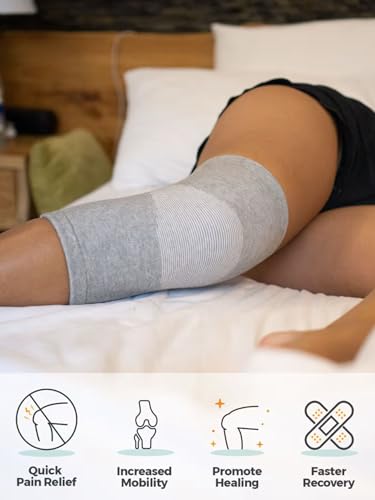 inflossom Bamboo Knee Sleeves, 2-Pack Knee Compression Sleeve Women Men Elastic Warm Slip-on Recovery Knee Brace for Arthr...