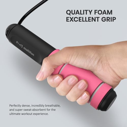 multifun Digital Jump Rope with Smart Counter & Timer - Adjustable Speed Skipping Rope for Fitness, Weight Loss, Boxing, M...
