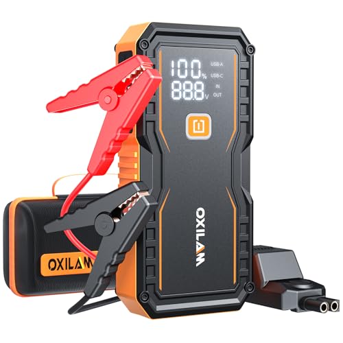 OXILAM Jump Starter 6000A for All Gas/12L Diesel, Car Battery Jumper Starter Portable, 12V Lithium Jump Box with Jumper Ca...