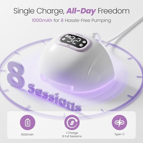 Breast Pump Hands Free, Wearable Breastfeeding Pump with 4 Modes & 9 Levels, Portable Electric Breast Pump, Strong Suctio...