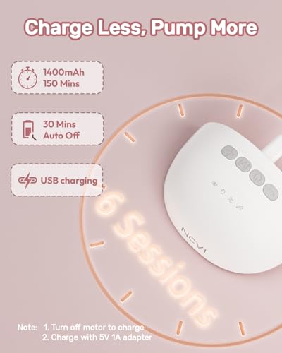 NCVI Wearable Hands Free Breast Pump, 4 Modes & 9 Levels with Multitronic Suction, Ultra-Quiet <42dB, Long Battery Life (1...