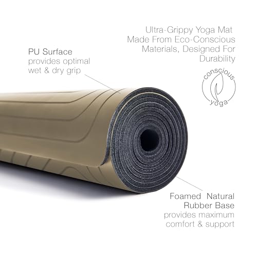 agoy PRO+ WARRIOR - Premium Non-Slip Yoga Mat – Eco-Conscious Design - PU Mat With Wet/Dry Grip+ - Focus Alignment - Laze...