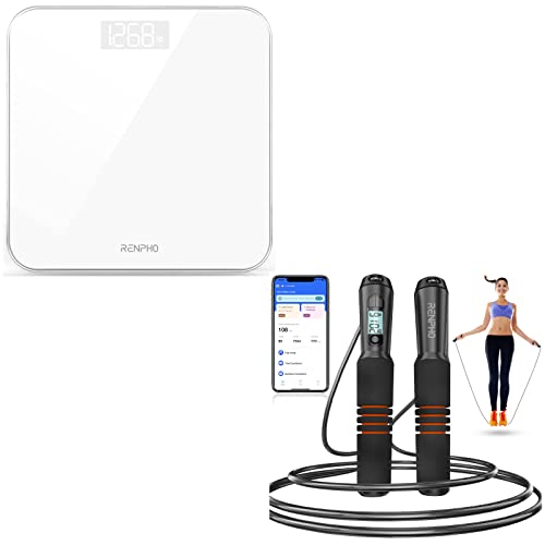 RENPHO Digital Bathroom Scale White, Smart Jump Rope