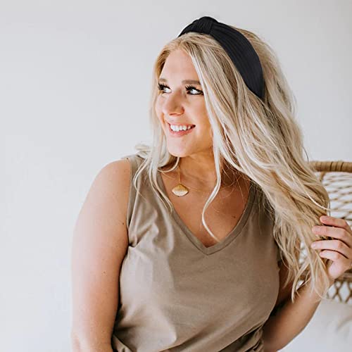 WOVOWOVO Headbands for Women Girls Thick Turban Velvet Knotted Headband Wide Pearl, Top Knot Head Bands for Women’s Hair B...