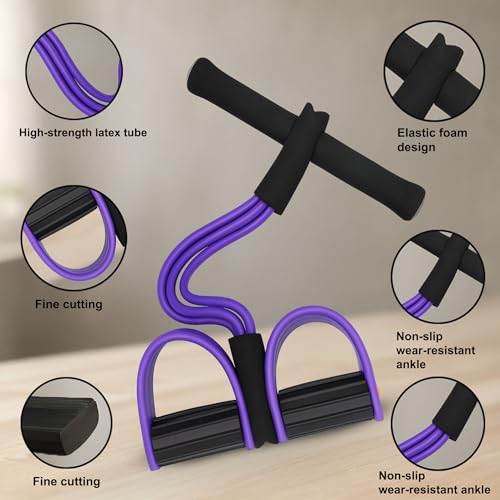 Premium 6 Tubes Foot Pedal Resistance Band – Multifunction Tension Rope for Full-Body Workouts, Yoga & Home Fitness | Stro...