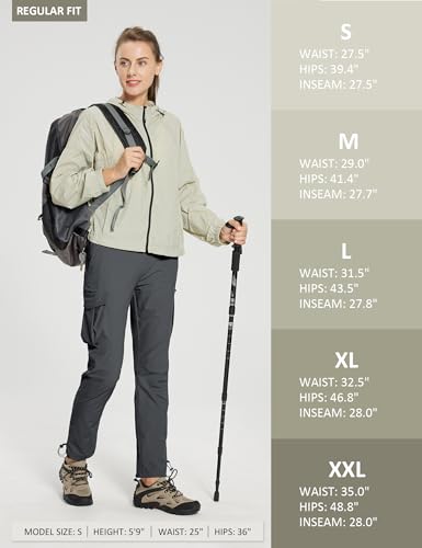 MOURCE Womens Hiking Pants Lightweight - Quick Dry Water Resistant Cargo Pants Women with 7 Pockets & Drawcord Cuffs
