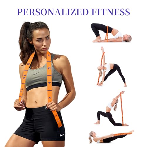 Elastic Yoga Stretching Strap with Loops, CEILIWEN Stretch Straps for Physical Therapy, Pilates Stretch Band, Elastic Exer...
