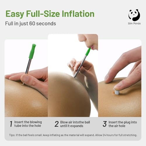 Slim Panda Pilates Ball, 9 Inch Small Exercise Ball, Anti Burst Mini Yoga Ball for Stability, Workout, Barre, Core Strengt...