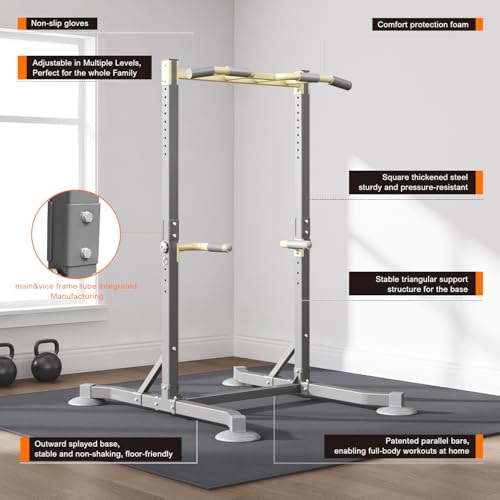 DONIUZ Multi-function Pull Up Station, Portable Workout Equipment with Pull Up Bar and Dip Station for Home Gym, Support 6...