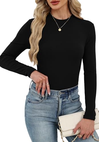 XIEERDUO Womens Long Sleeve Thermal Shirt Fleece Mock Neck Tops 2025 Fashion Slim Fit