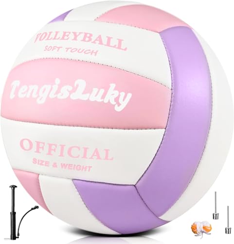 Soft Touch Volleyball Kit - Official Size 5 PU Leather Volleyball - for Outdoor/Indoor Play/Beach Game/Gym Training for Yo...