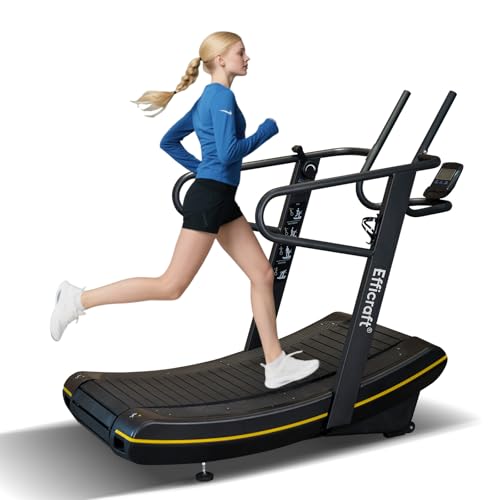 Curved Manual Treadmill - 8-Level Resistance Adjustment & LCD Display, Non-Electric Fitness Equipment for Home/Gym, Cardio...