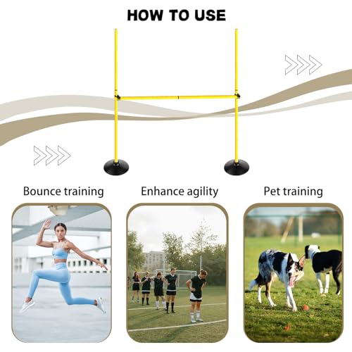 Voodans Adjustable Height Agility Hurdle Set Multi-Function Soccer Trainning Pole Set Coaching Sticks with Rubber Base