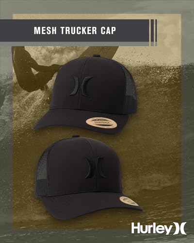 Hurley Men's Caps - Del Mar Mesh Panel Baseball Cap Trucker Hat - Snap Back Hats for Men