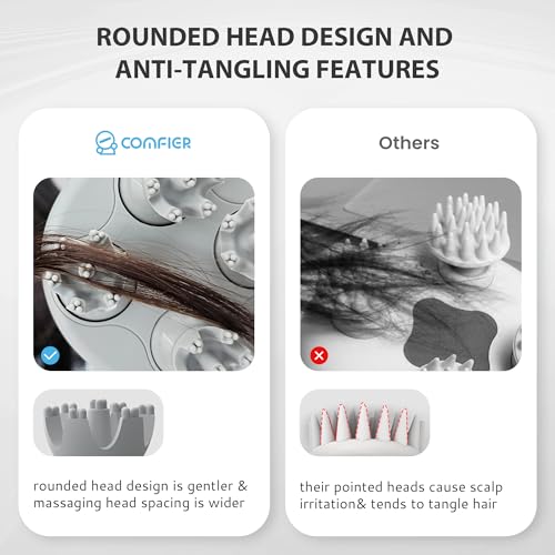 COMFIER Electric Cordless Hair Scalp Massager with Kneading 84 Massage Nodes, Handheld Portable Head Scratcher Massager fo...