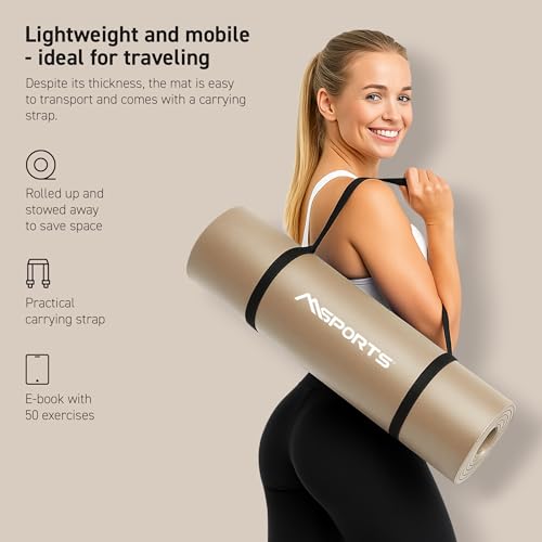 MSPORTS Yoga Mat Premium Non Slip Thick – Extra Comfortable Exercise Mat for Home Workouts, Pilates, Stretching & Gym – Cu...