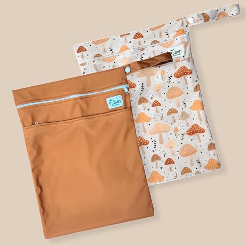 Babies Beginning 2-Pack Wet Bags – Waterproof Travel Bags for Cloth Diapers, Baby Essentials & Swimwear – Reusable Wet Dry...