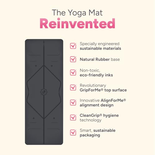 Liforme Original Yoga Mat – Free Yoga Bag Included - Patented Alignment System, Warrior-like Grip, Non-slip, Eco-friendly,...