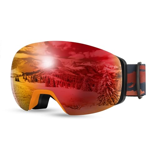 FEISEDY Magnetic Ski Goggles for Men Women Youth Frameless Snow Goggles 100% UV Protection Snowboard Goggles B0020