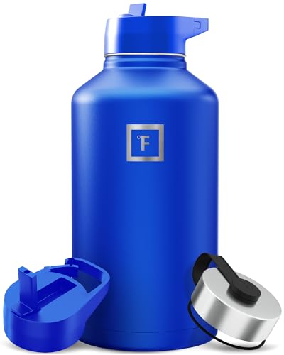 IRON °FLASK Camping & Hiking Hydration Flask with Straw, Wide Mouth Insulated Stainless Steel Sports Water Bottle - 64 oz ...