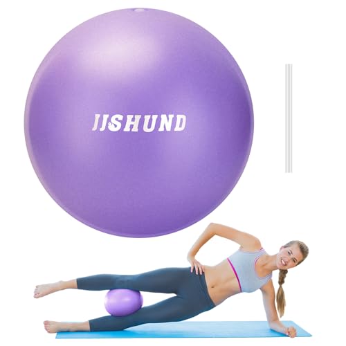 jjshund Pilates Ball, 9 Inch Small Exercise Mini Soft Workout Yoga Ball with Exercise Guide, for Home Gym Yoga, Pilates, C...