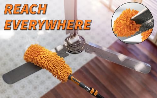 4-12 ft Long Telescopic Extension Pole // Multi-Purpose Extendable Pole with Universal Twist-on Metal Tip // Lightweight a...