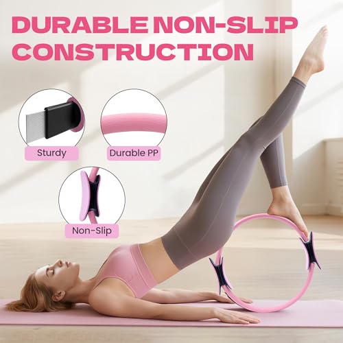 16Pcs Home Pilates Equipment for Women, Pilates Kit with 14'' Pilates Rings, Yoga Ball, Sliding Disks, Pilates Bands & Acc...