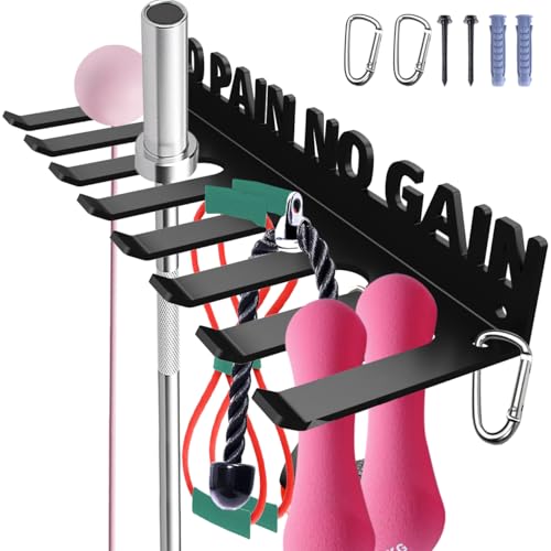 Home Gym Accessories Organization Storage Rack Equipment For Home 8 Hook Wall Hanger Display Gear Barbells Resistance Band...
