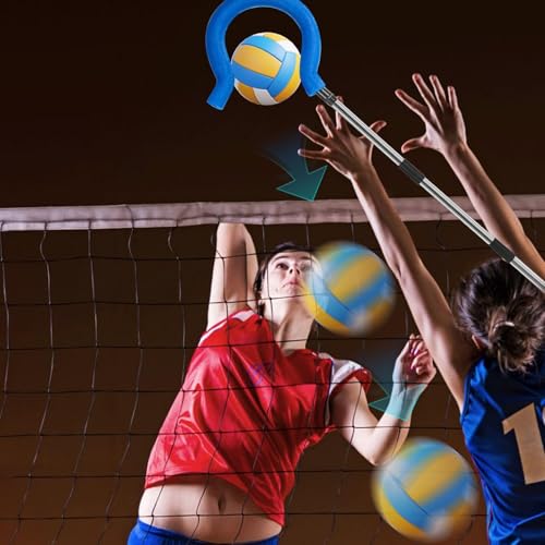 Adjustable Volleyball Spike Trainer with Question Mark Hook, Portable Lightweight Hitting Trainer for Serving, Spiking & J...