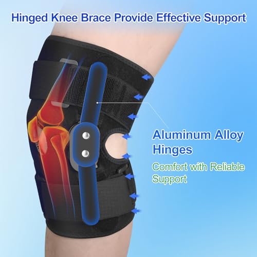 CHIYAN Hinged Knee Brace for Women Men, Open Patella Design with Dual Metal Side Stabilizers, Knee Immobilizer Support for...