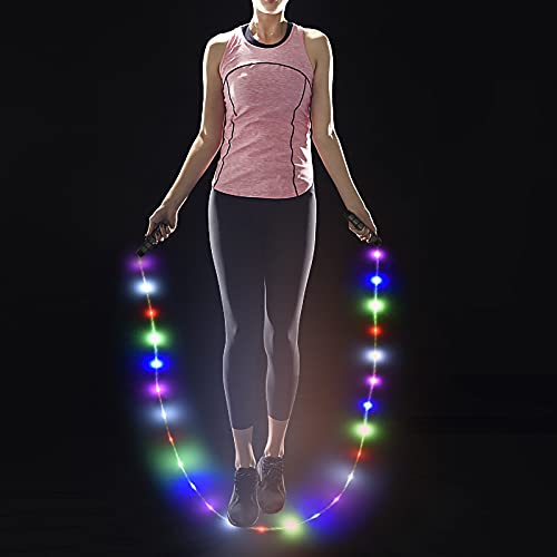 LED Jump Rope with Lights, USB Rechargeable Light Up Jumping Rope for Men Women Multi-color Glowing Skipping Rope for Ligh...