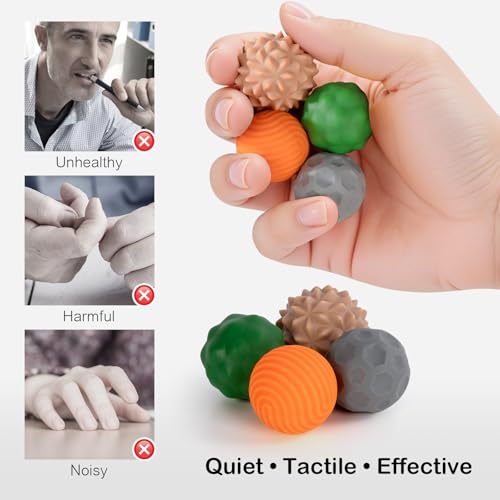 Fidget Toys Adults – 4PCS Magnetic Silicone Stress Balls for Anxiety, Focus & ADHD Relief, Textured Sensory Desk Gadgets, ...
