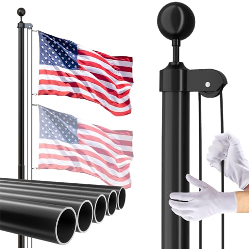 Flag Pole for Outside House, 25 FT Heavy Duty 45K PSI & 95 HBW Hard Aerospace Aluminum Flagpole Kit, Unbending Outdoor In-...