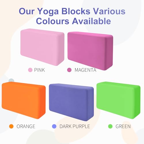 2 Pack Yoga Block, Premuim EVA Foam Block, Durable Non-slip Exersice Block for Yoga, Pilates, General Fitness, Stretching,...
