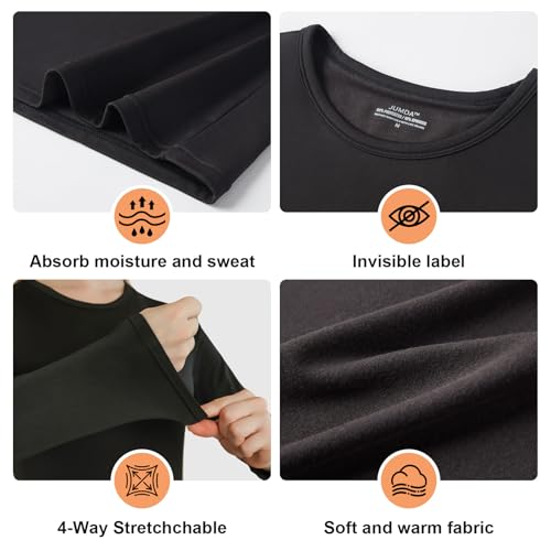 Jumda Thermal Underwear for Women Set, Fleece Lined Base Layer Women Top Bottom, Anti Odor Long Johns & Sleeve Shirt