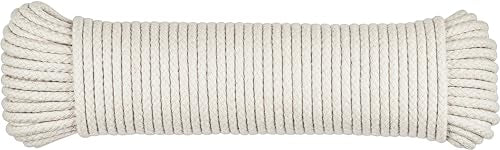 SteadMax 100 ft Natural Cotton Rope, Clothesline Cord, 1/4 inch General Purpose Rope Utility Cord, Ideal for Sports, Outdo...