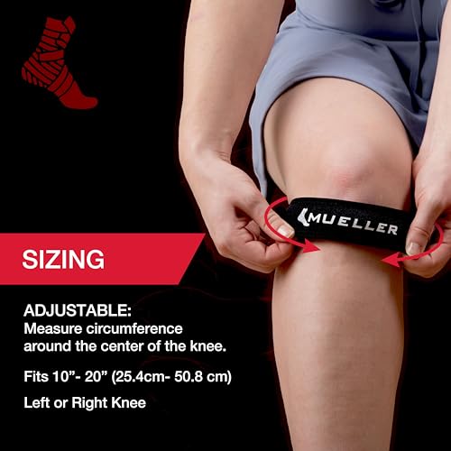 MUELLER Sports Medicine Jumper's Knee Single Strap for Men and Women, Knee Compression and Pain Relief Support, Ideal for ...