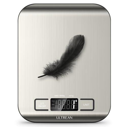 Ultrean Food Scale, Digital Kitchen Scale with LCD Display, Weight Grams and Ounces for Baking Cooking and Meal Prep, 6 Un...
