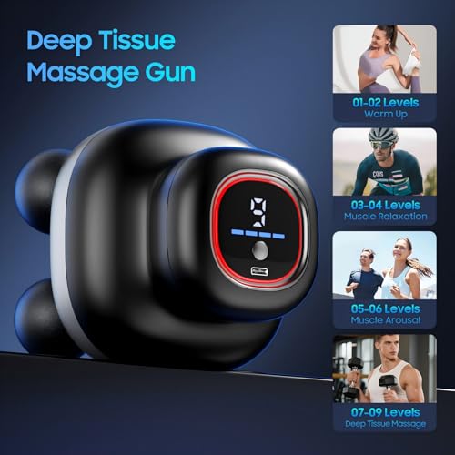 Massage Gun – Electric Body Massager with 4 Heads, Handheld Percussion Muscle Massager, Deep Tissue Back Massager for Musc...