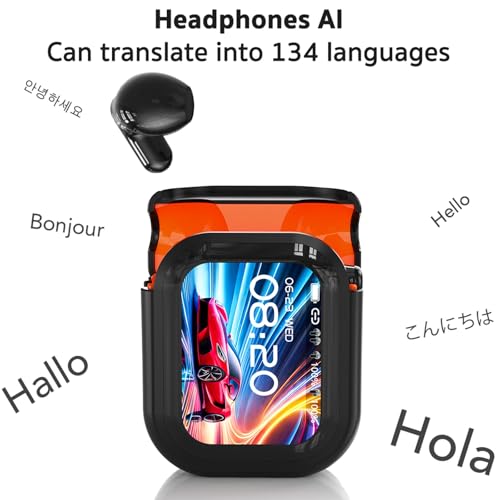 ERAZERL NE20 AI Translation Earbuds Real Time Wireless Bluetooth 6.0 AI Headphones LCD Touch Screen Support 148 Languages ...