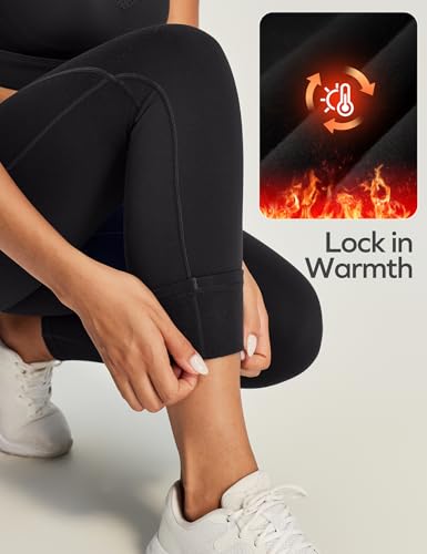 Ewedoos Fleece Lined Leggings Women Thermal Leggings for Women with Pockets High Waisted Winter Warm Tights Pants Clothes
