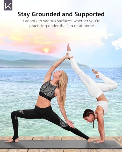 KEEP Rubber Yoga Mat - Professional Sweat Absorbent PU & Natural Rubber. Non Slip Workout Mats for Women & Men, 5mm Thick,...