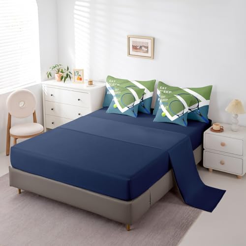 Sports Tennis Comforter Set for Kids Room Decor,Modern Fashion Ball Game Bedding Set Full Size 7 Pcs,Tennis Racket Print B...