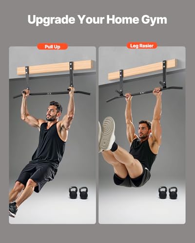 VEVOR Joist Mount Pull Up Bar, Ceiling Mounted Chin Up Bar for Home Gym, Multi-Grip Pull Ups, 42 in Width Multifunctional ...