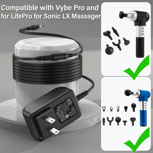 Massage Gun Charger Replacement Fit for VYBE Pro Handheld Percussion Massager Gun 24V, Power Cord AC Adapter for Vybe Pro ...