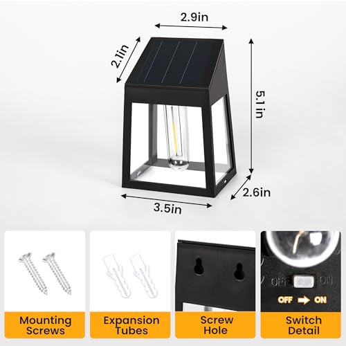 GIGALUMI Solar Fence Lights, 6 Pack Fence Outdoor Waterproof Lights Solar Powered, Warm White Yard Decorations for Garden,...