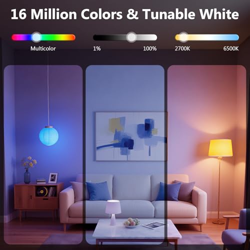 DAYBETTER Smart Light Bulbs, RGBCW Color Changing Smart Bulb Compatible with Alexa & Google Home,Preset Scene, Music Sync,...