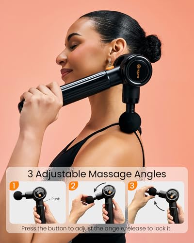 NAPRE Massage Gun with Extension Handle and 3 Adjustable Angles,Valentine's Day Gifts,Deep Tissue Back Massage for Neck/Sh...