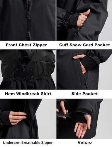 GSOU SNOW Mens Ski Jacket Baggy Snowboard Jacket Womens Insulated Snow Jacket Waterproof Windproof Loose Ski Coat for Skiing