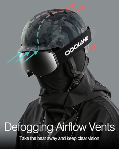 Odoland Adult Ski Helmet for Men & Women - Snowboard Helmet with Adjustable Dial Fit System, ASTM Safety Certified, Goggle...